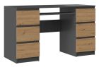 Kirjutuslaud Kuba, 130x51xK76 cm, antratsiit+Artisan tamm