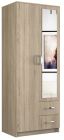 Riidekapp peegliga Romana 80L, 80x52xK205 cm, sonoma tamm
