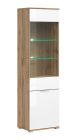Vitriinkapp Zele S383-REG1W1D, 56x41xK195 cm, wotan tamm + valge läikega