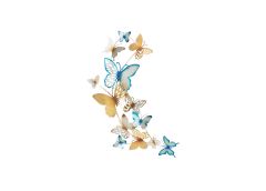 Seinadekoratsioon Butterflies 59.5x111.5 cm, kuld/helesinine