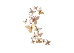 Seinadekoratsioon Butterflies 59.5x111.5 cm, kuld/heleroosa