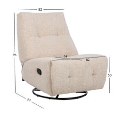 Tugitool WILLA manuaalne recliner, pöörlev ja kiikuv, beež
