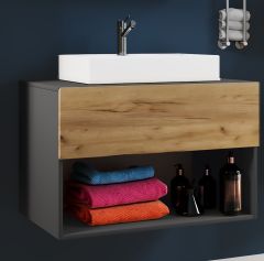 Vannitoakomplekt Lendas Ii 80 Cm, antratsiit/meetamm