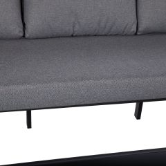 Aiamööblikomplekt LONA laud, diivan ja 2 tooli, hall/must