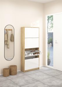 Jalanõudekapp Shoes, tamm/valge kõrgläige