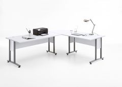 Nurgakirjutuslaud Calvia 240x200 cm, Valge kõrgläige