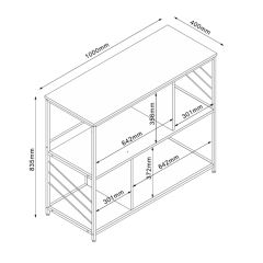 Riiul DIMITRA 100x40xH83,5cm, rustik/mus