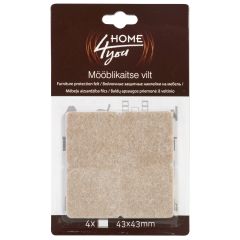 Mööblikaitse vilt 43x43mm, 4tk, beež