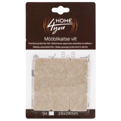 Mööblikaitse vilt 28x28mm, 9tk, beež