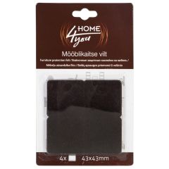 Mööblikaitse vilt 43x43mm, 4tk, must