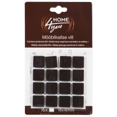 Mööblikaitse vilt 18x18mm, 16tk, must