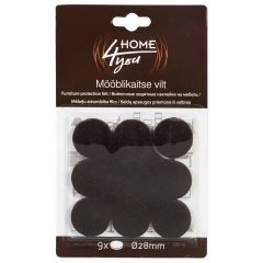 Mööblikaitse vilt D28mm, 9tk, must