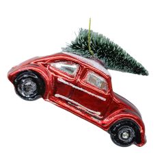 Jõuluehe JOY CAR RED 10.6cm, klaas