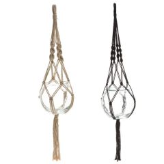 MAKRAMEE KLAASIST POTIGA FANNI K 17X17X15CM BEEZ/MUST 2 ERIN 303140 X