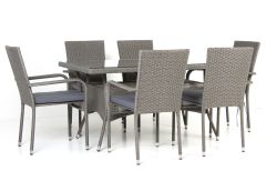 Aiamööblikomplekt BAY WICKER (6+1) tumehall