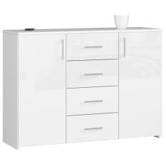 Kummut K45 2D 4SZ , 110x35xK80 cm, valge läikega