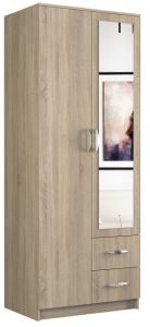 Riidekapp peegliga Romana 80L, 80x52xK205 cm, sonoma tamm