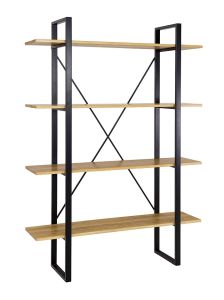Riiul RG370, 130x35xK180 cm, tamm naturaalne + must metall
