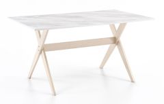 Söögilaud Sorrento, 150x90xK75 cm, naturaalne +valge