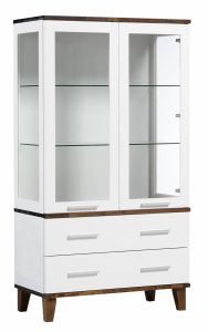 Vitriinkapp Elina 1242-2, 81x41xK149 cm valge -tume pähkel