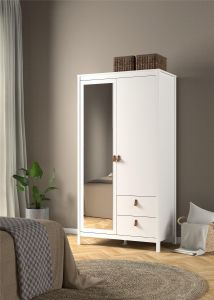 Riidekapp Madrid, peegliga/valge