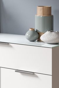 Kummut Ray klaasist tasapinnaga, 135x86x40,Valge