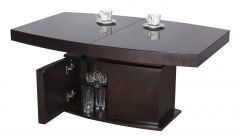 Transformer-reguleeritav laud  Art.308SJ, 125+40+40x80xK57~76,5 cm, must klaas peal, puiduosad erineva peitsiga