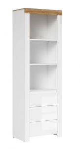 Riiul Holten S397-REG3S-BI / DWO / BIP, 68x42xK203,5 cm, valge / tamm / valge läikega