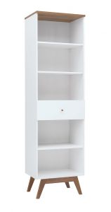 Riiul Heda S385-REG1S-BI / MFA / BIP,  56x40,5xK194,5 cm, valge / lehis kuldne / valge läikega