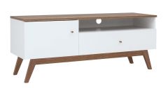 TV-Alus Heda, art.S385-RTV1D1S-BI / MSZ / BIP,  135x40,5xK55 cm, valge / lehis kuldne / valge läikega