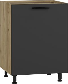 Köögi põrandakapp, Vento D-60-82, 60x52xK82 cm, craft tamm + antratsiit + must käepide