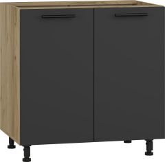 Köögi põrandakapp, Vento D-80-82, 80x52xK82 cm, craft tamm + antratsiit + must käepide