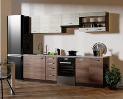 Köögikomplekt Amanda 2, 260 cm, korpus wenge,  esipaneelid akaatsia + navara tamm