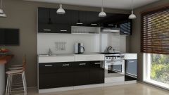 Köögikomplekt Carmen, 260 cm, must -valge kõrgläige