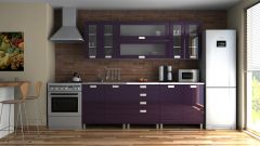Köögikomplekt Egina, 220 cm, violetne kõrgläige