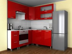 Köögikomplekt nurgaga Greta, 190+170 cm, punane kõrgläige