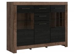 Kummut Balin S365-KOM1D2W2S, 160x45xK124,5 cm, kloostri tamm + must tamm