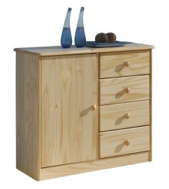 Kummut Etm 1 uks+4 sahtlit, 79x35xH74 cm, mänd, naturaalne