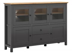 Kummut Hesen S515-KOM3W2D3S, 186x44xK126 cm, grafiit + käsitöö tamm