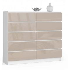 Kummut K140 10SZ, 140x40xK121 cm, cappuccino läikega