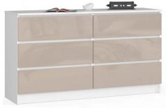 Kummut K140 6SZ, 140x40xK77 cm,  capputccino läikega