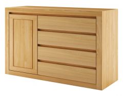 Kummut KD408,  140x41xH90 cm, pöögipuidust, lakitud