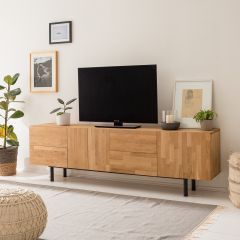 TV-alus Varberg, 9733, 220x40xK65 cm, täistammepuidust, õlitatud