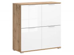Kummut Zele S383-KOM4D, 104x41xK106 cm, wotan tamm +valge läikega
