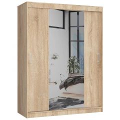 Lükandustega riidekapp peegliga 150 CLP, 150x60xK200 cm, sonoma tamm