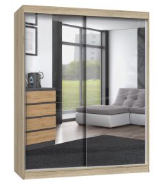 Lükandustega riidekapp peegliga IGA160 A, 160x61xK200 cm, sonoma tamm