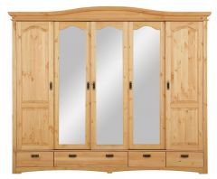 Lükandustega riidekapp peegliga Konrad S-017, 249x64xK207 cm, meepeits, õlitatud