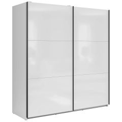 Lükandustega Riidekapp Tetrix S442-SZF 183, 183x60xK195,5 cm, valge läikega