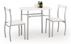 Söögilauakomplekt Lance, 82x50xK75 cm+ 2 tooli, valge