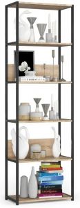 Metallist riiul Loft 600, 60x30xK192 cm, must +sonoma tamm